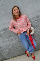 Isaura gestreepte longsleeve rood
