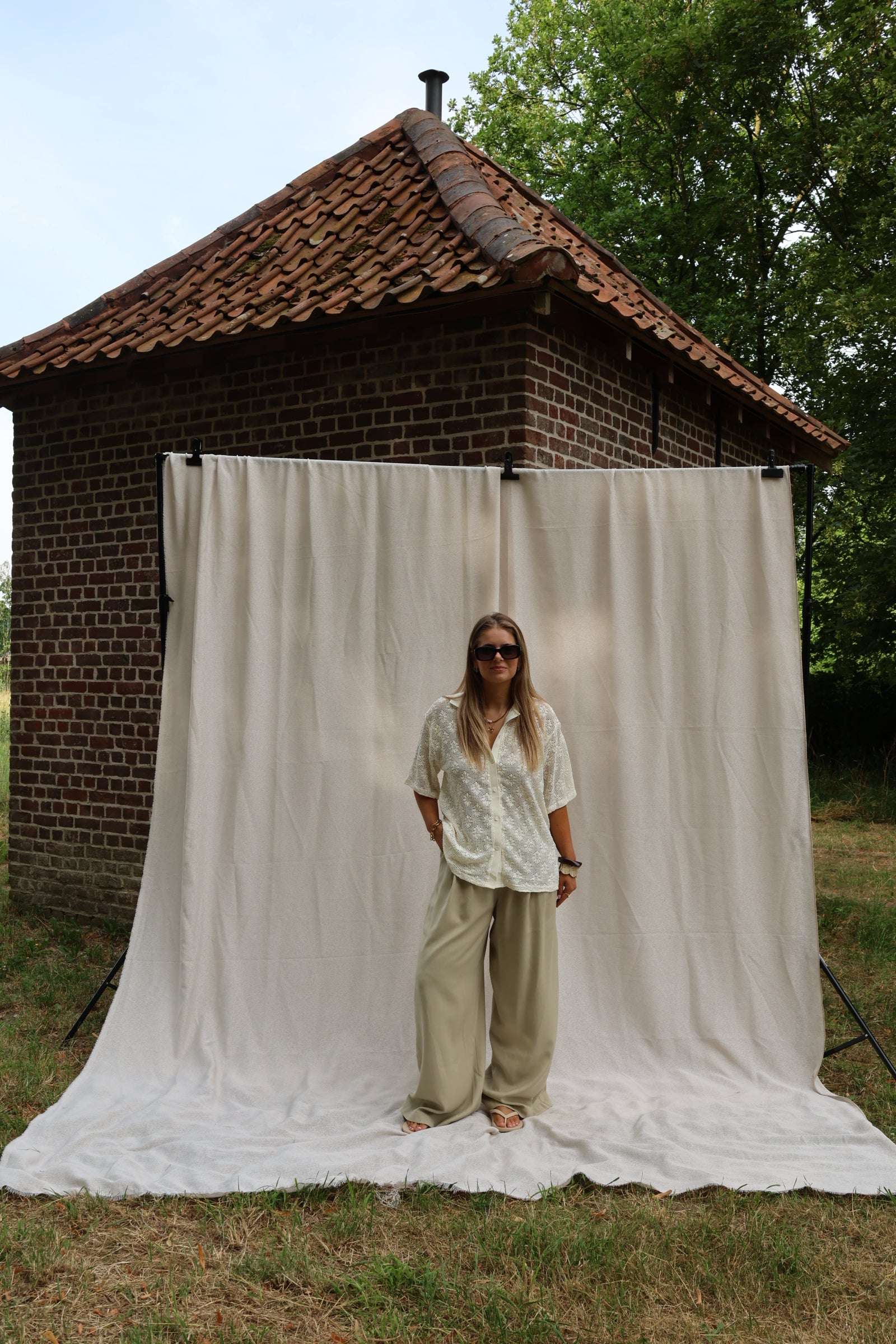 Cilou broderie hemd beige