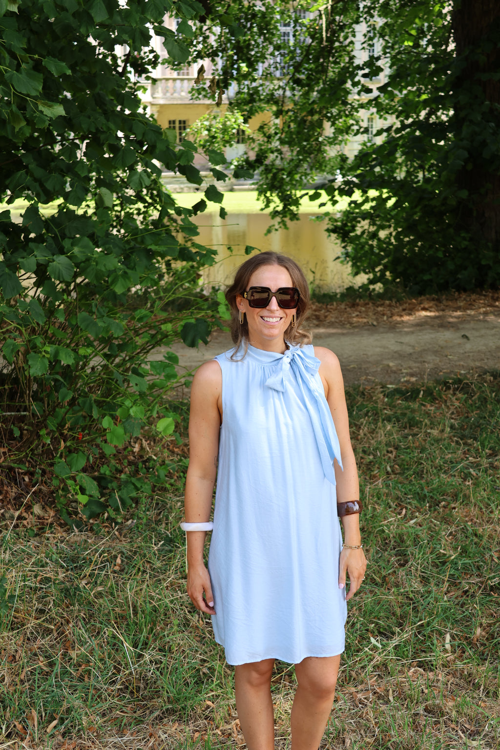 Pippa halter jurk lichtblauw