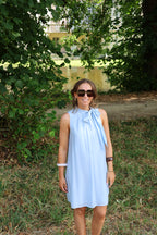 Pippa halter jurk lichtblauw