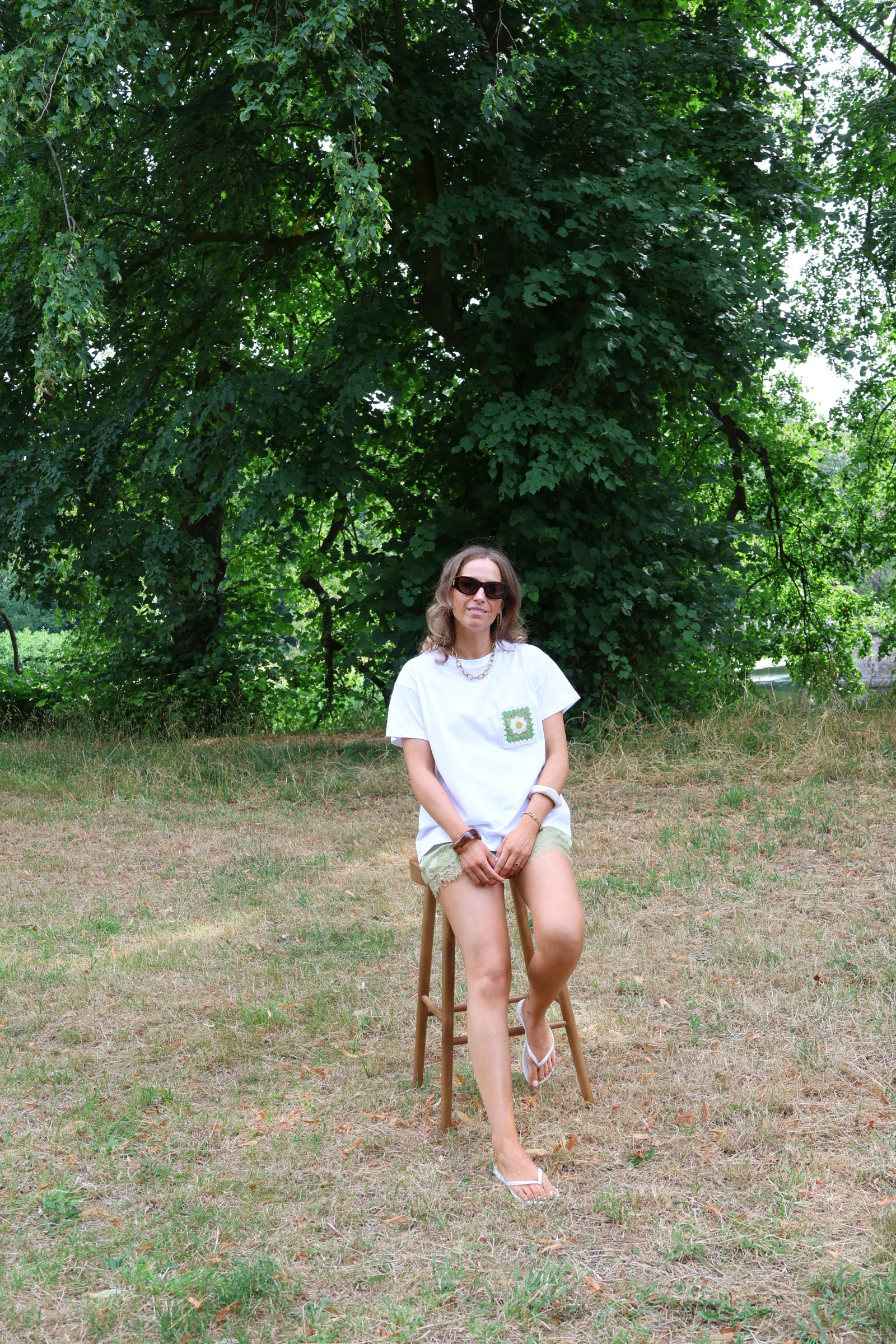 Juna T-shirt wit met borstzakje