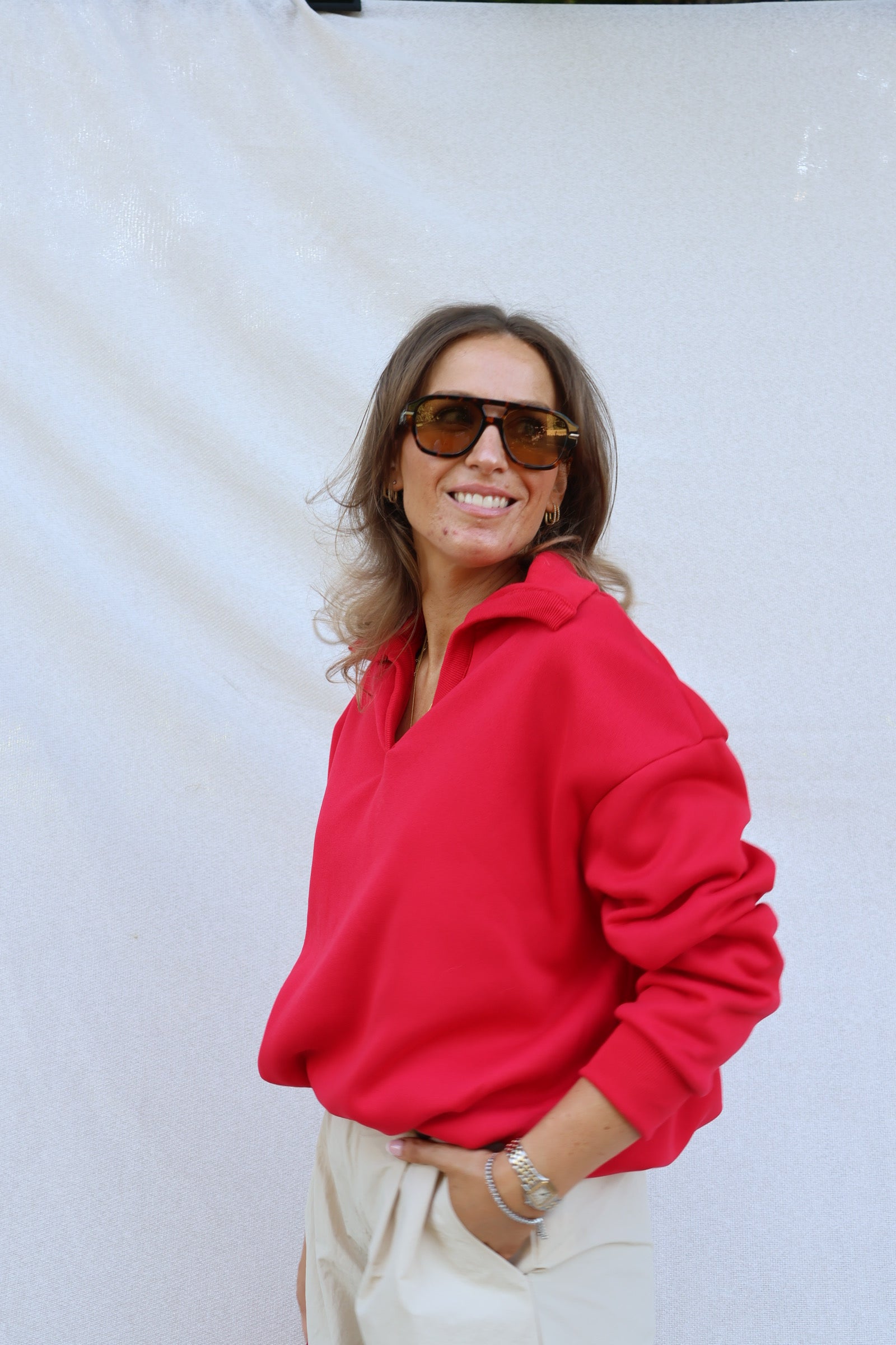 Cameron cropped sweater rood