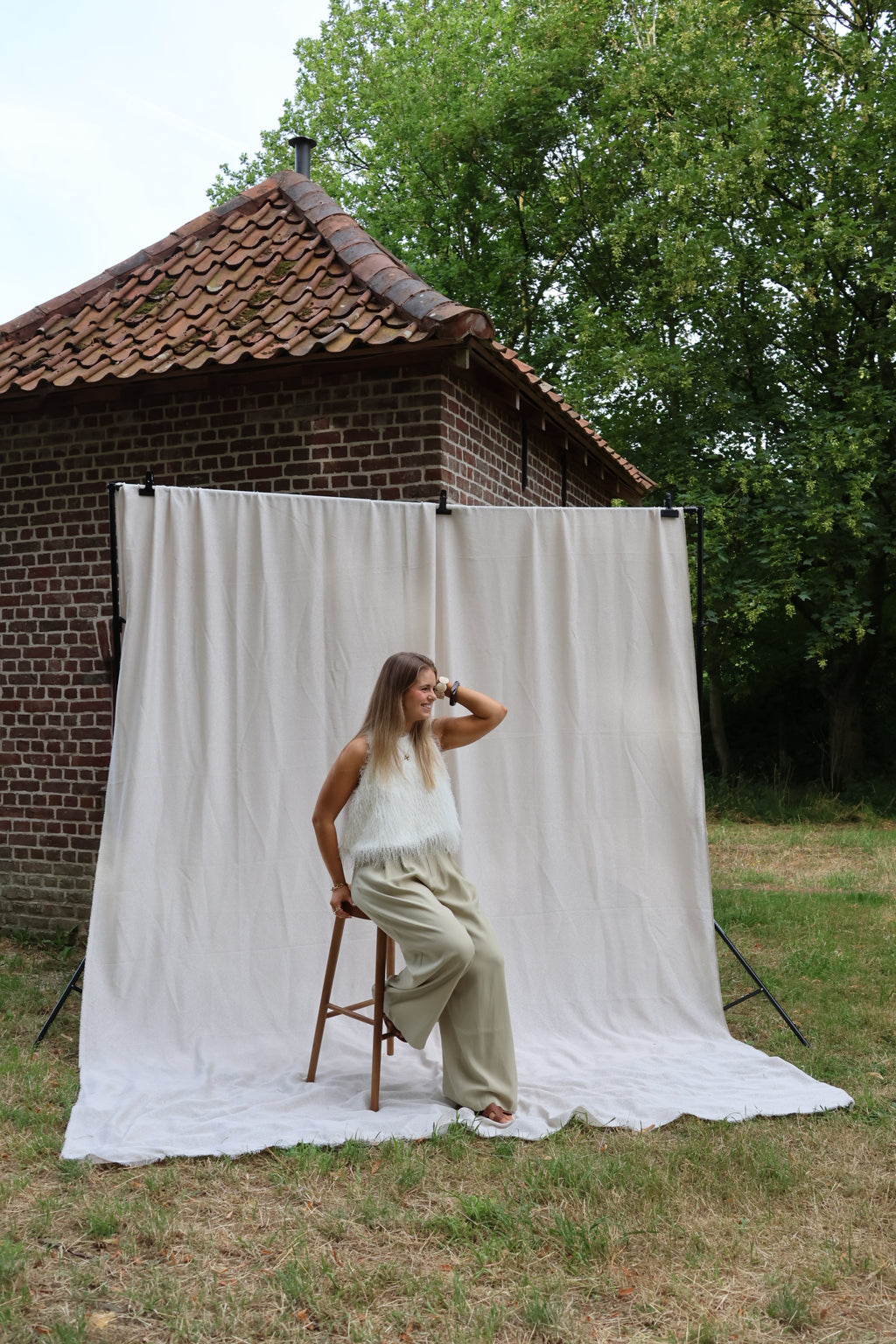 Evy pantalon met plooidetail