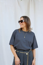 Boxy T-shirt donkergrijs