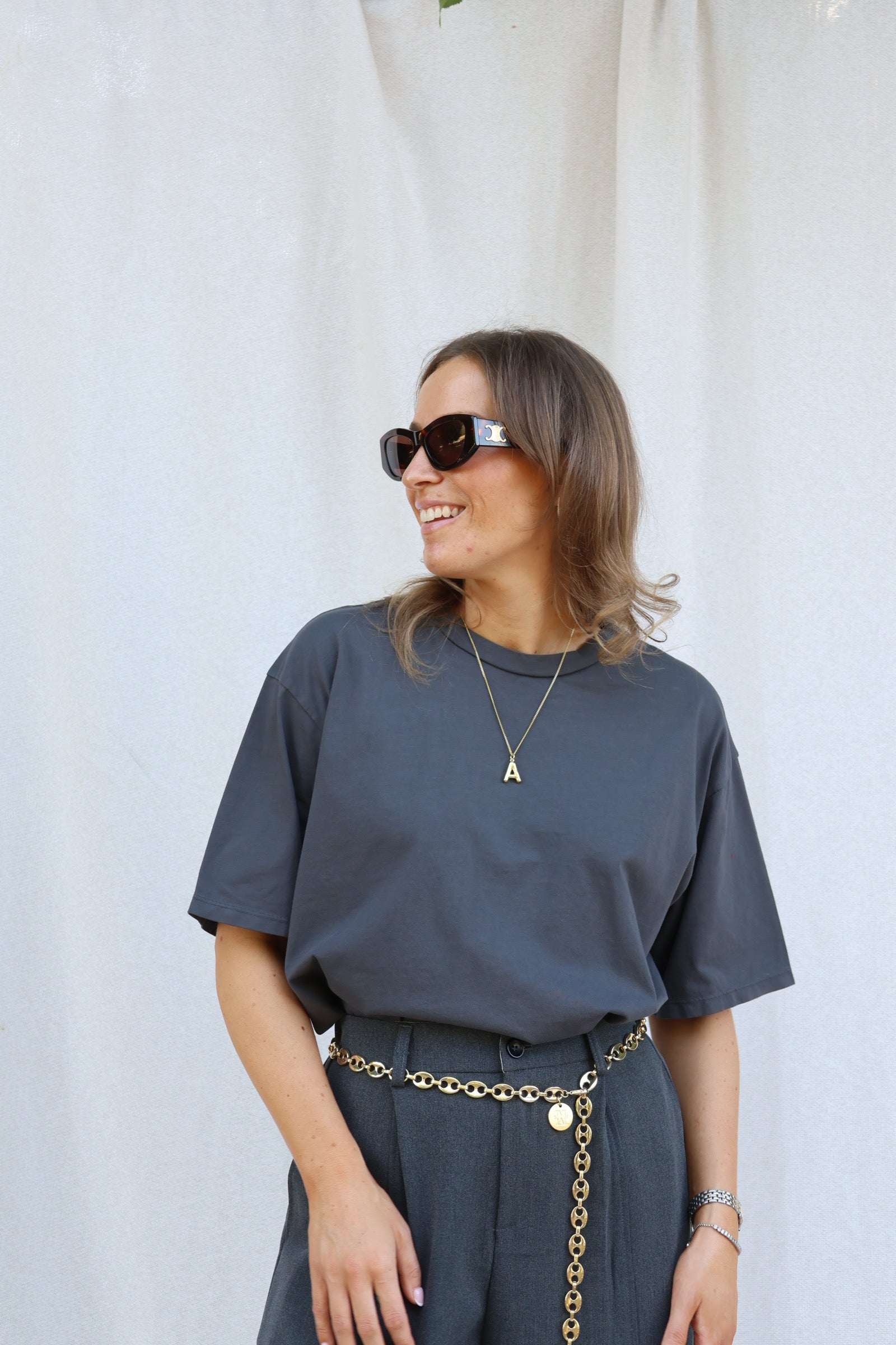 Boxy T-shirt donkergrijs