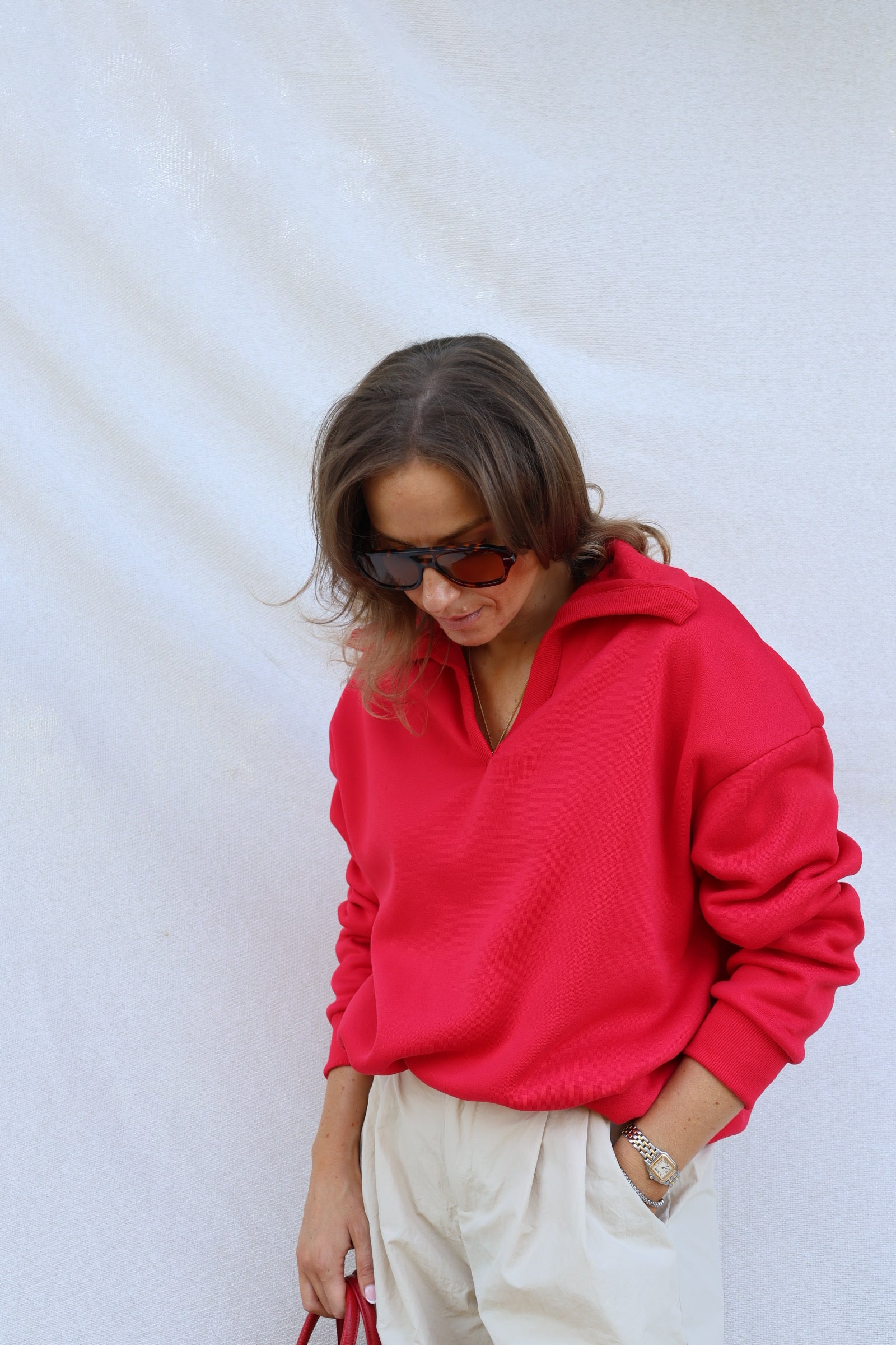 Cameron cropped sweater rood