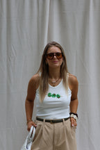 Tank top wit met olijven