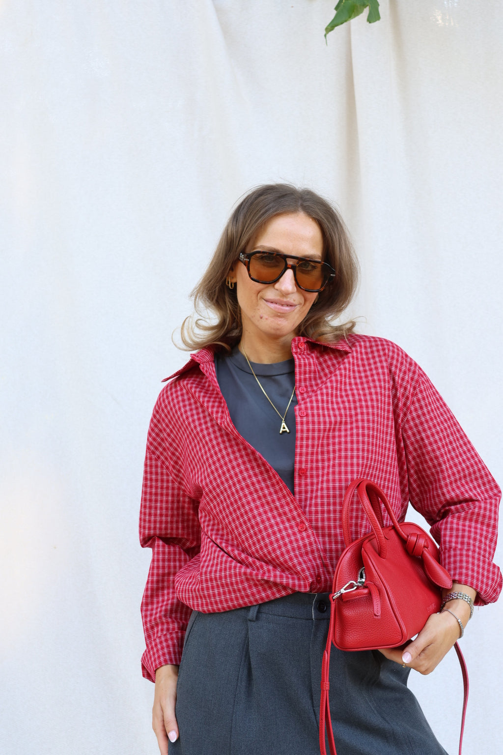 Roxanne geruit hemd rood