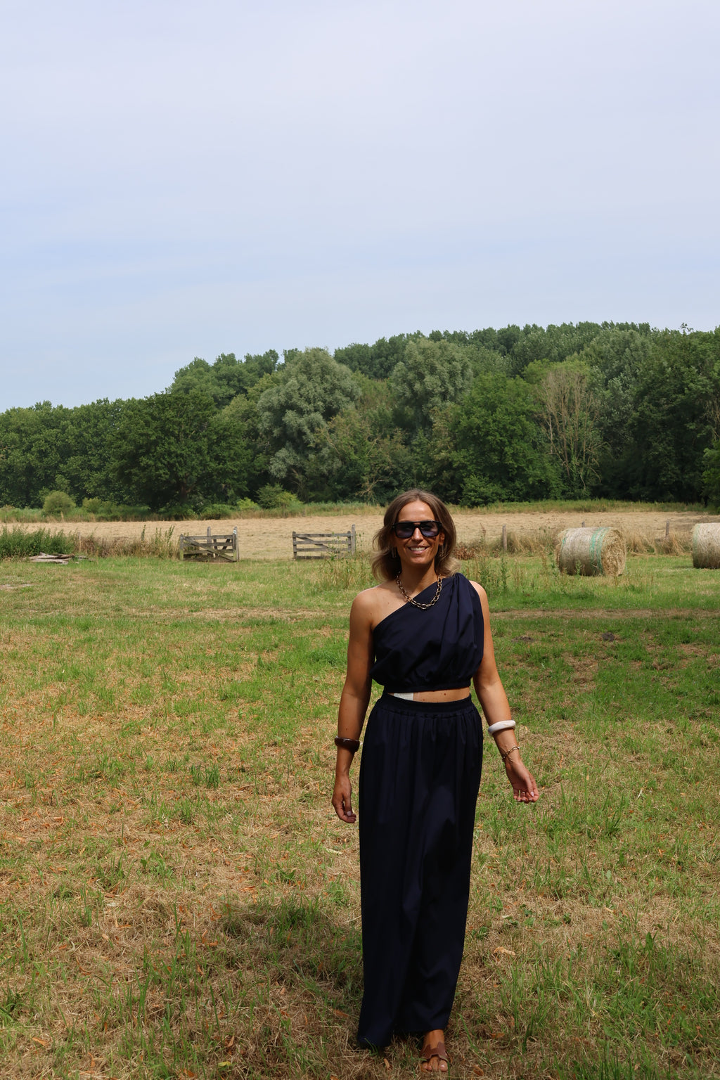 Rosie one shoulder top marine