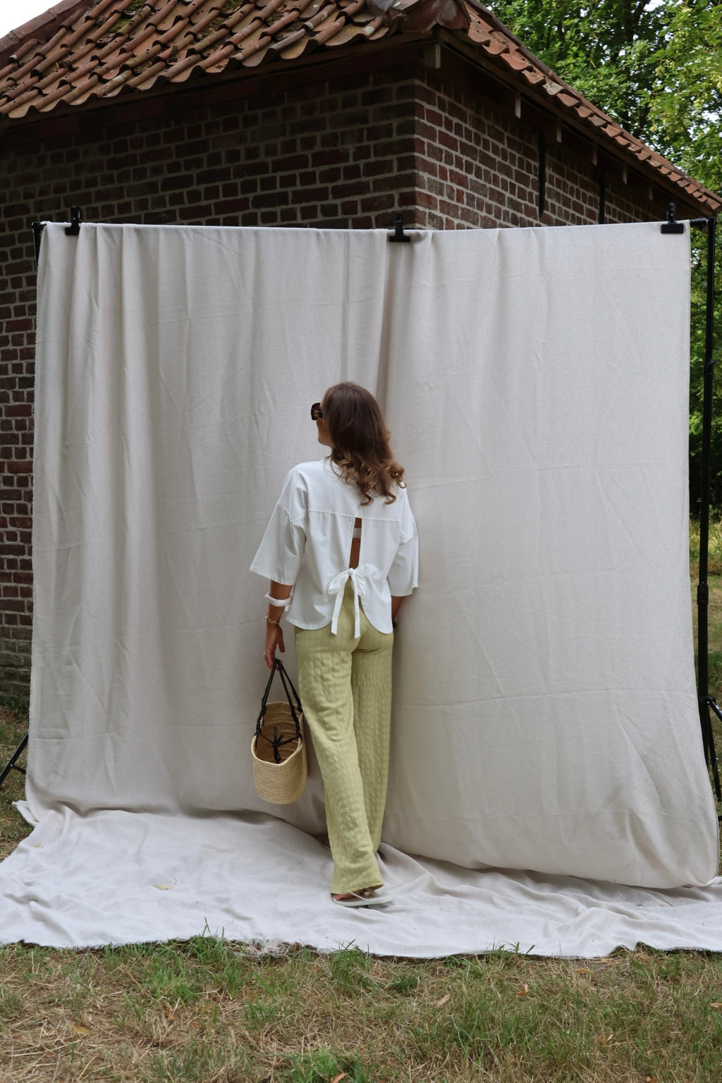 Floor pantalon met structuur groen