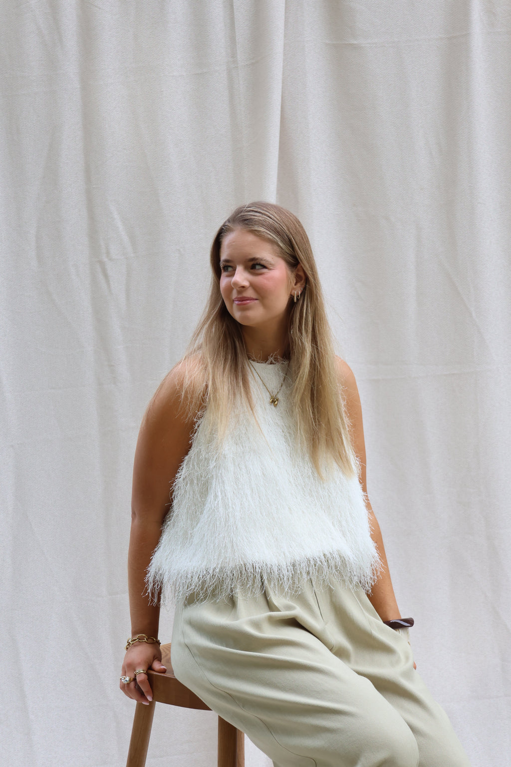 Isa fringe top créme
