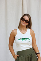 Tank top wit met krokodil