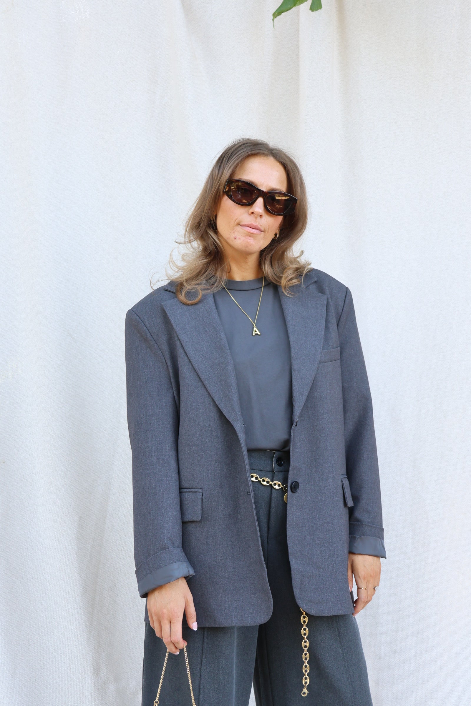 Boxy T-shirt donkergrijs