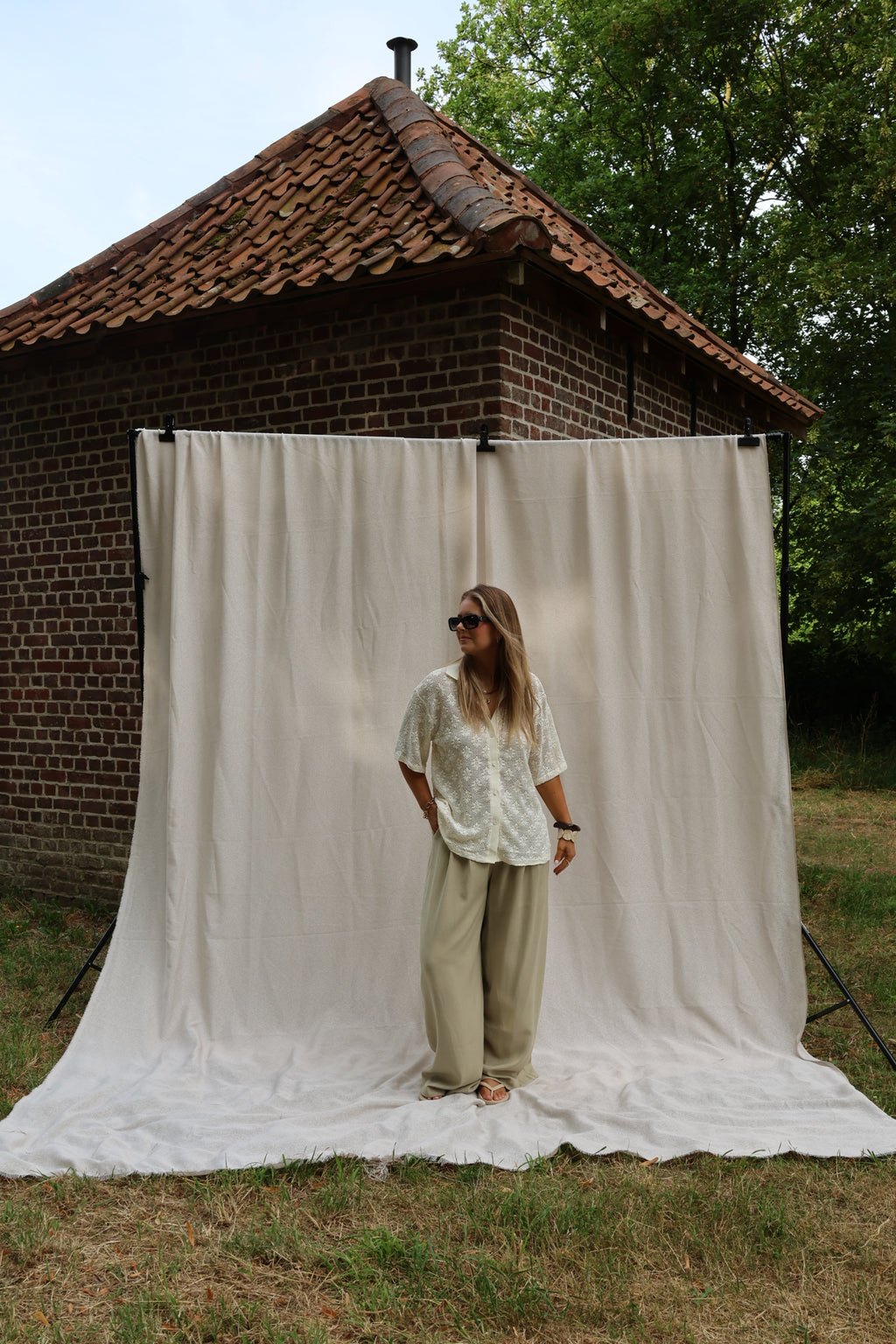 Cilou broderie hemd beige
