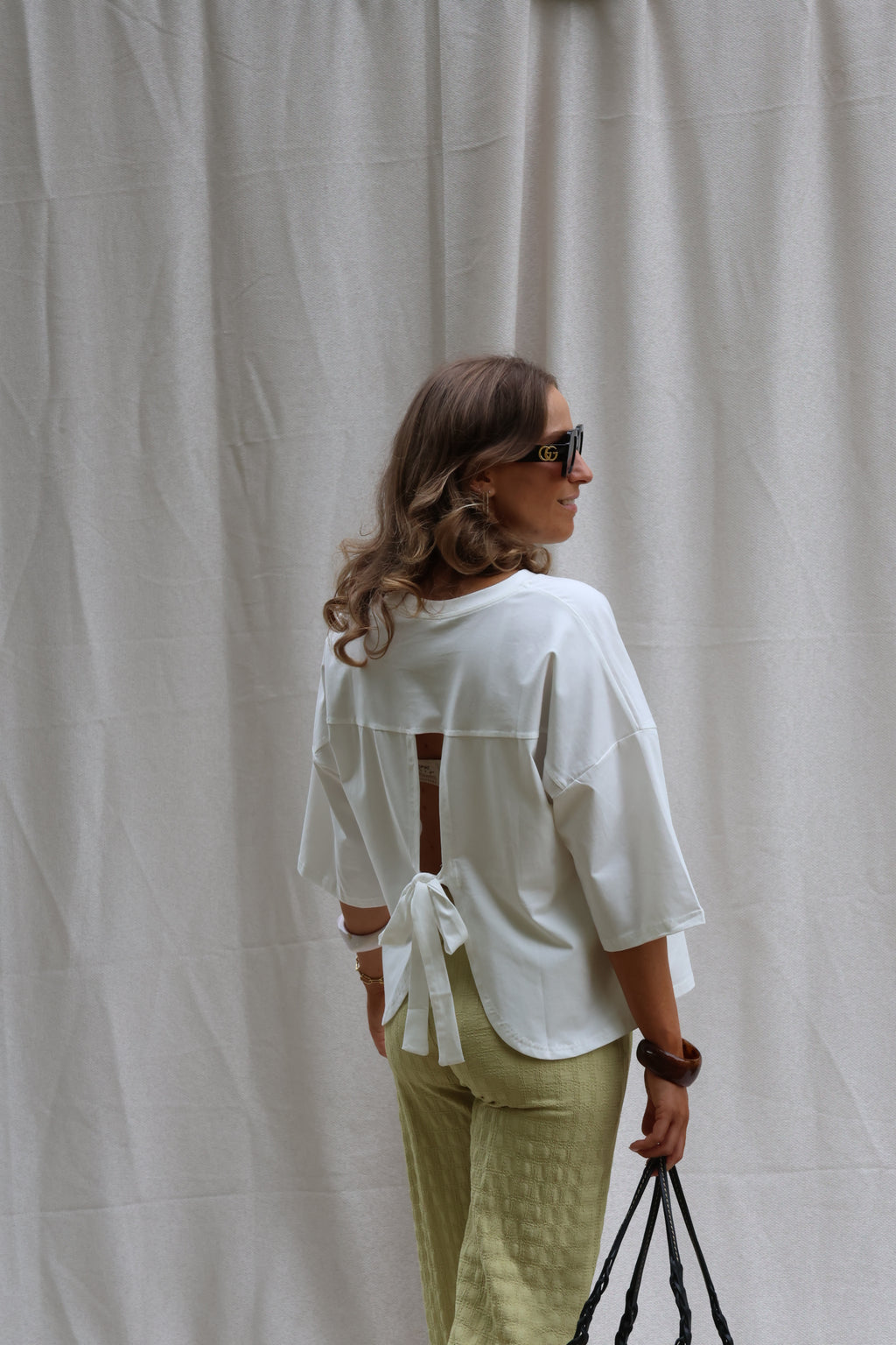 Pollie T-shirt met strik wit