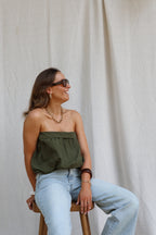 Dona bandeau top kaki