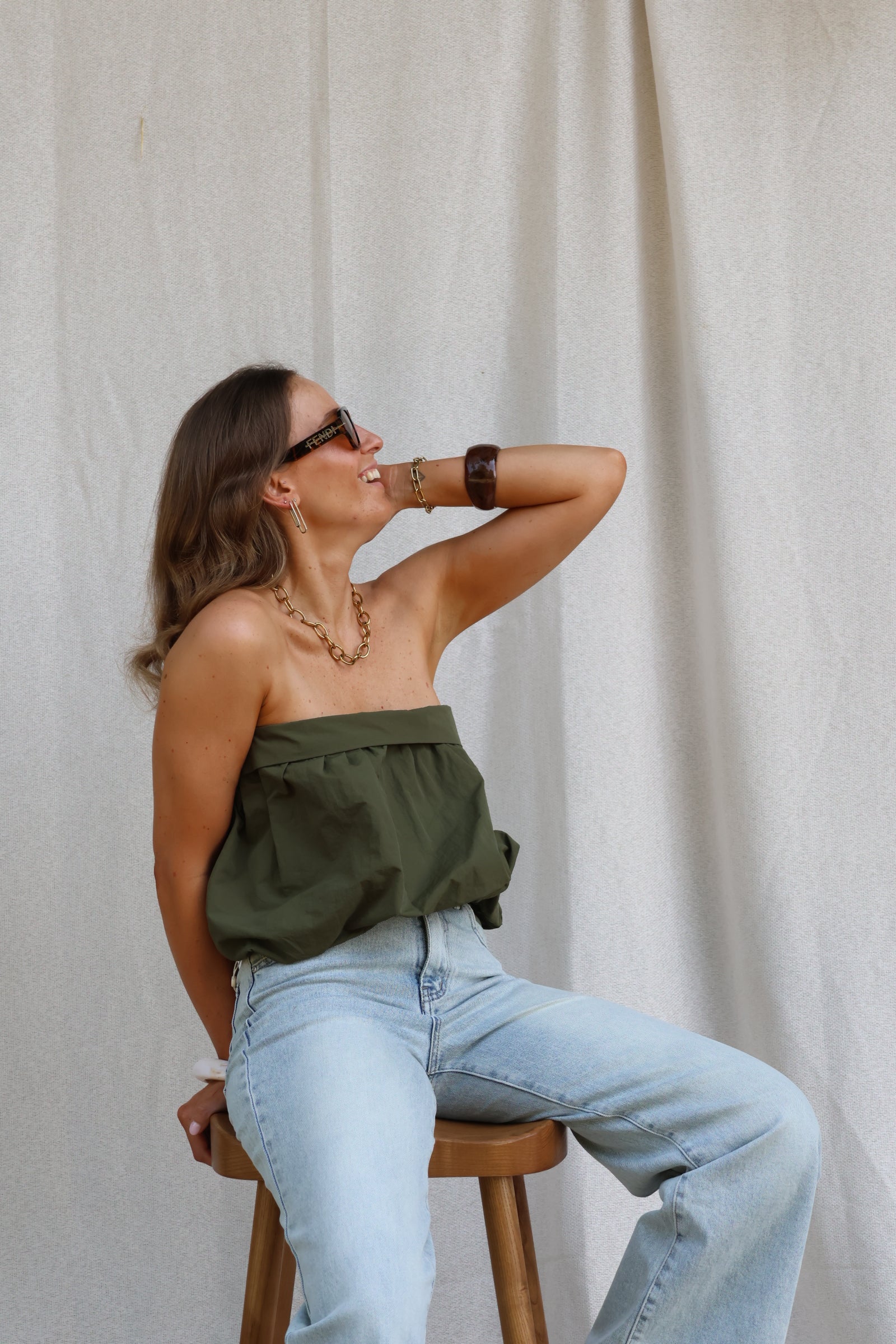 Dona bandeau top kaki