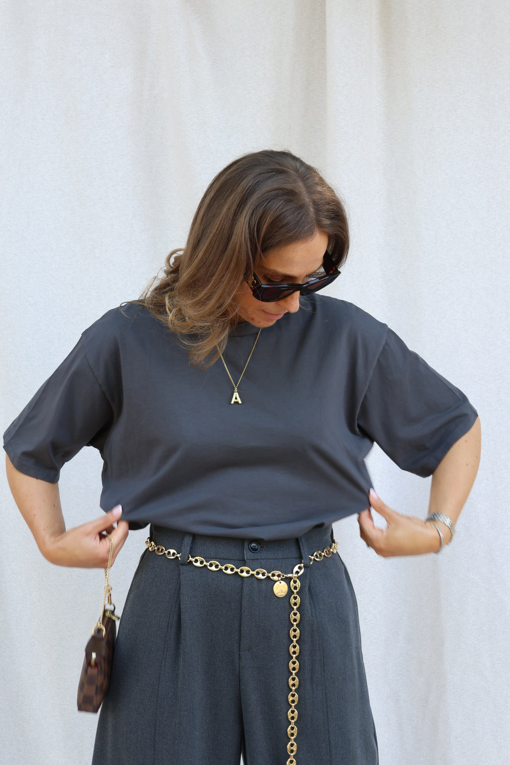 Boxy T-shirt donkergrijs