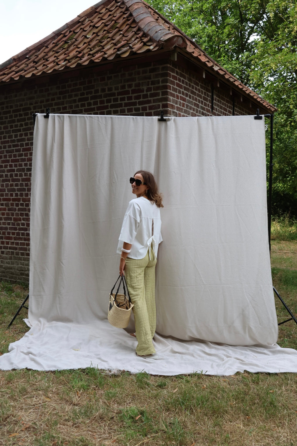 Floor pantalon met structuur groen