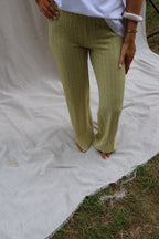 Floor pantalon met structuur groen