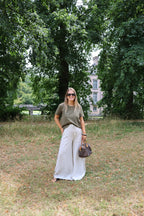 Félice wijde linnen pantalon beige