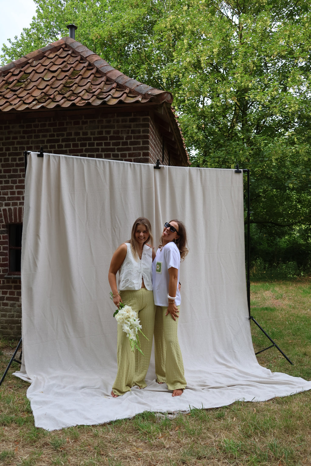 Floor pantalon met structuur groen
