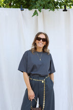 Boxy T-shirt donkergrijs