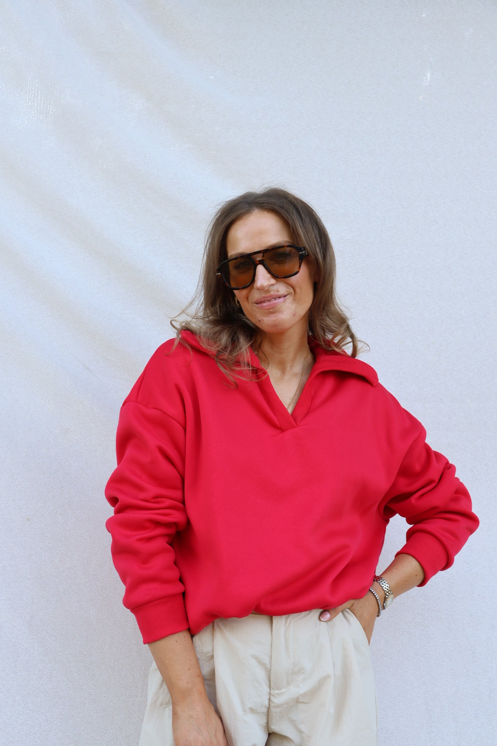 Cameron cropped sweater rood