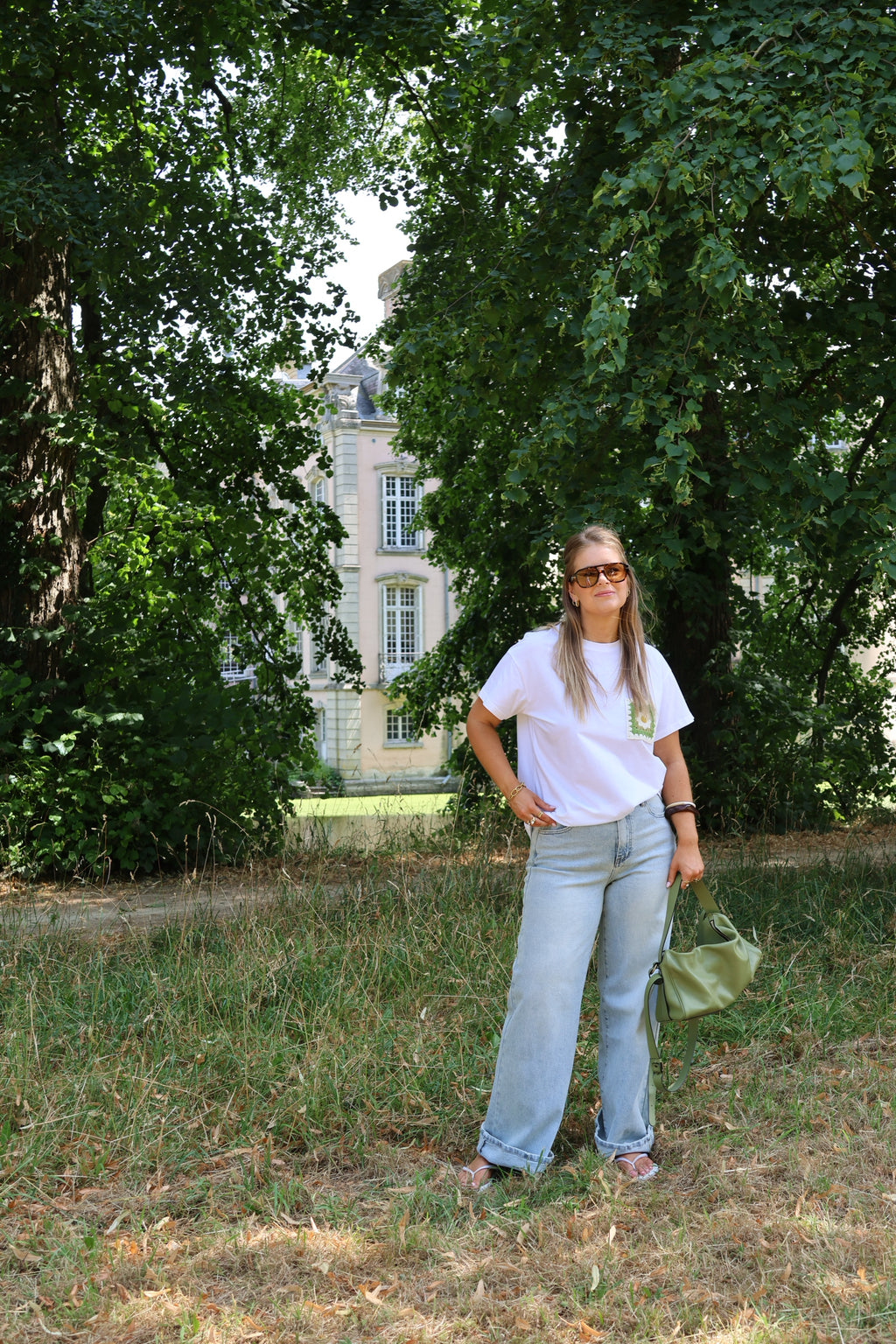 Juna T-shirt wit met borstzakje