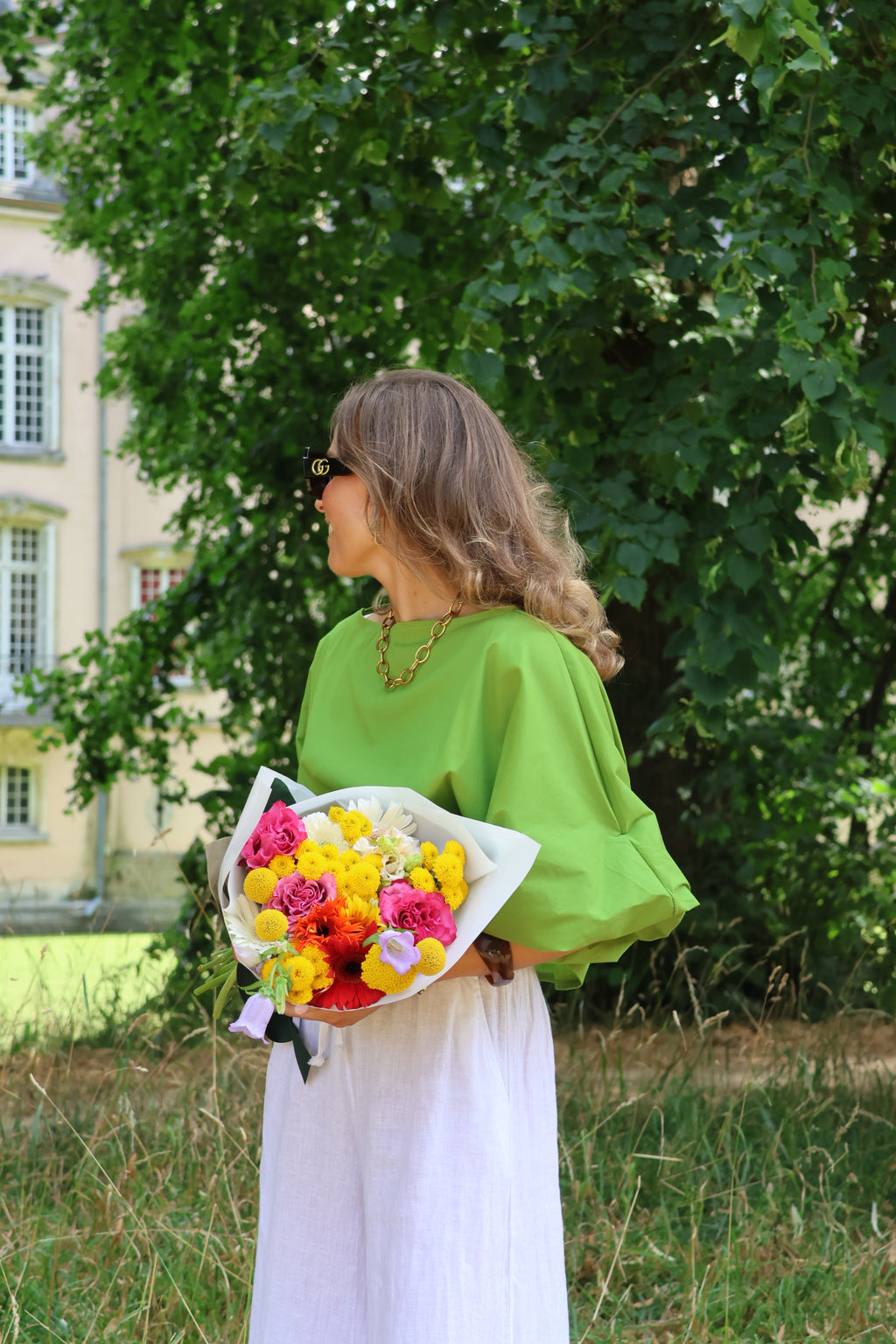 Vive blouse met wijde mouwen pistache