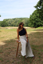 Félice wijde linnen pantalon beige