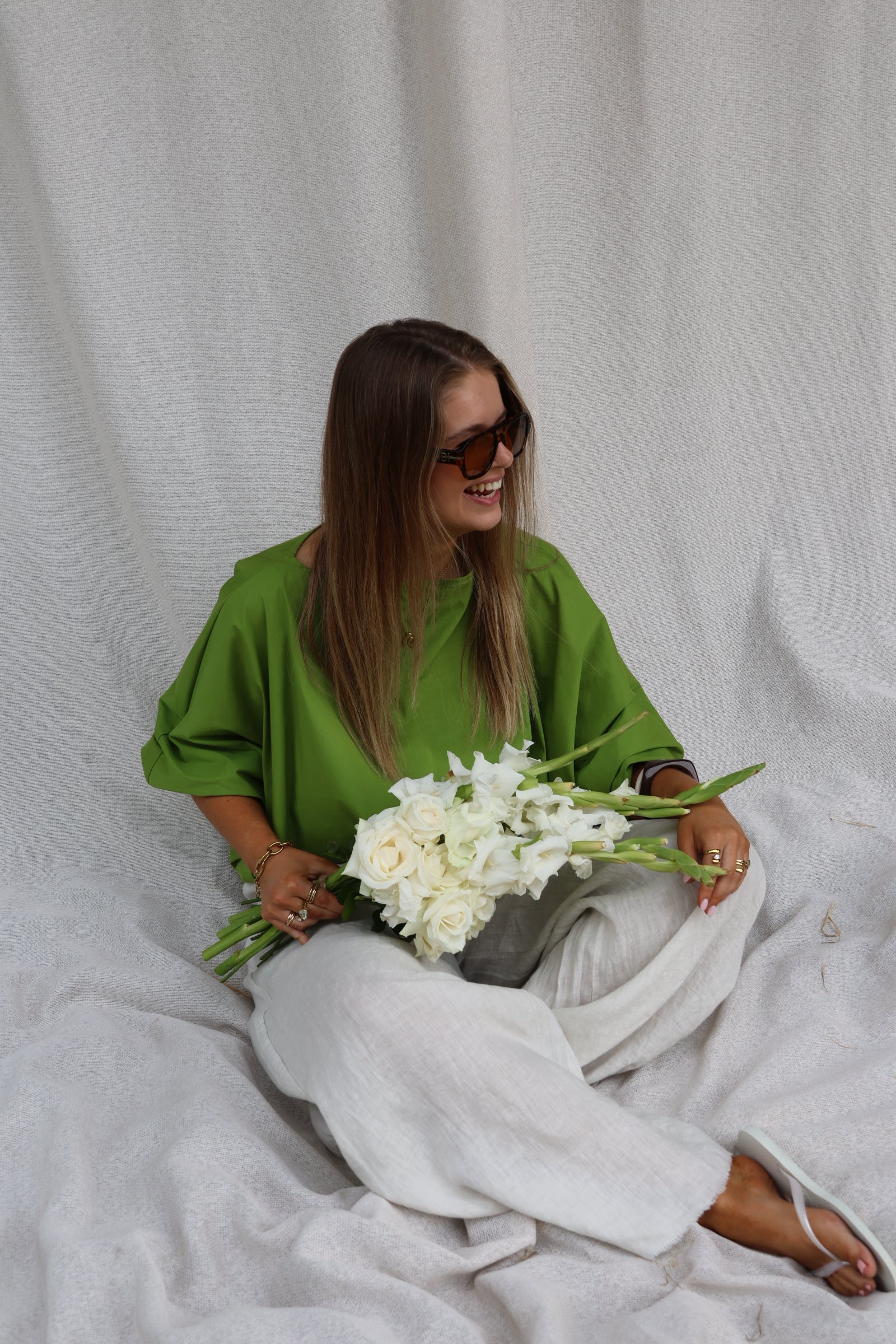 Vive blouse met wijde mouwen pistache