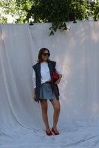 Logan mouwloze blazer met krijtstreep