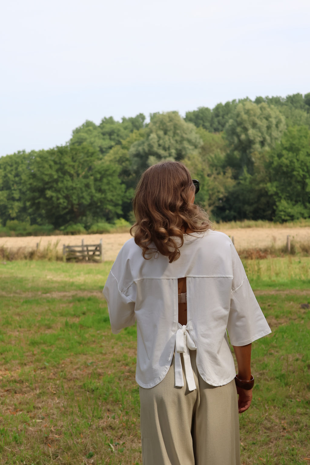 Pollie T-shirt met strik wit