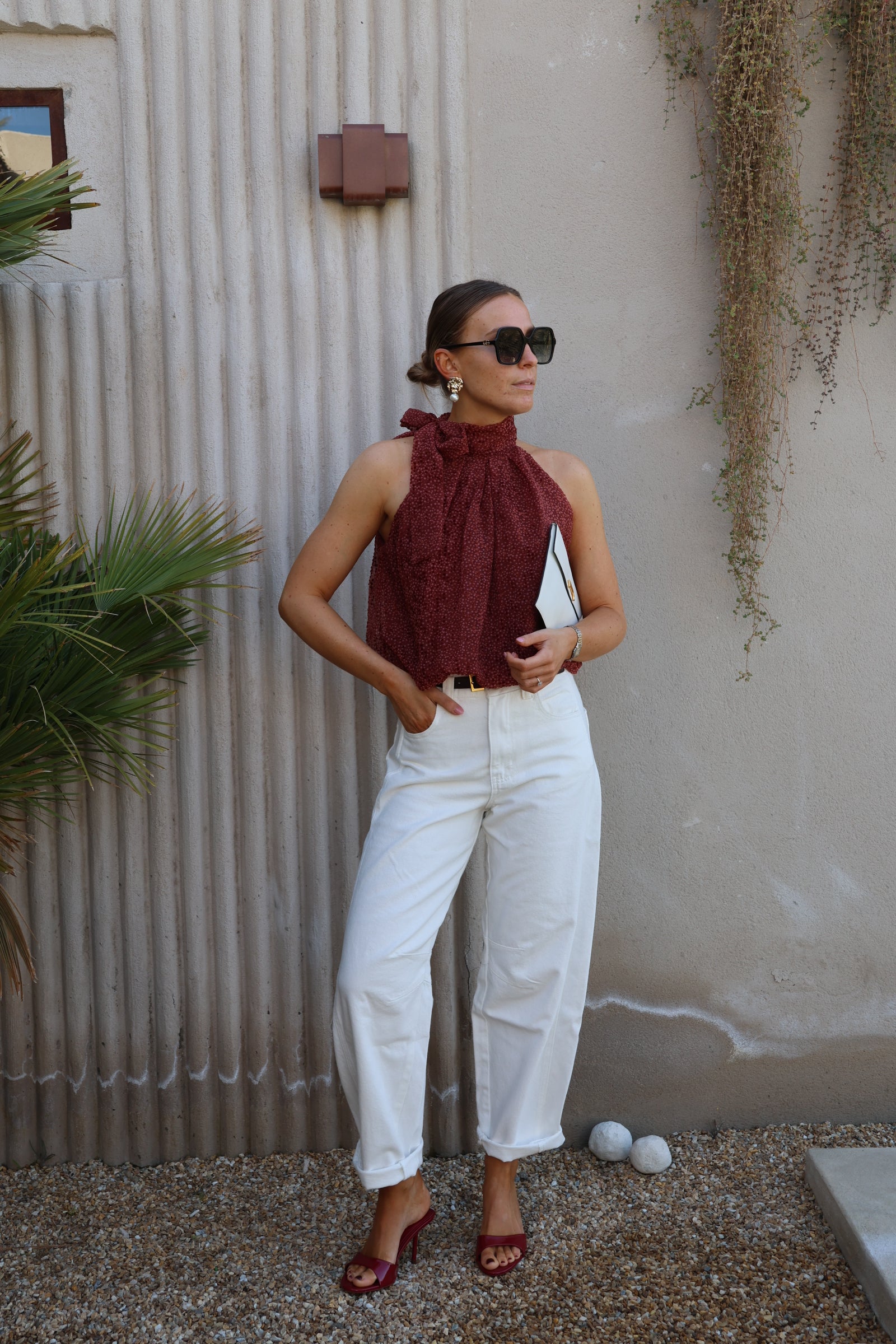 Mina terracotta haltertop