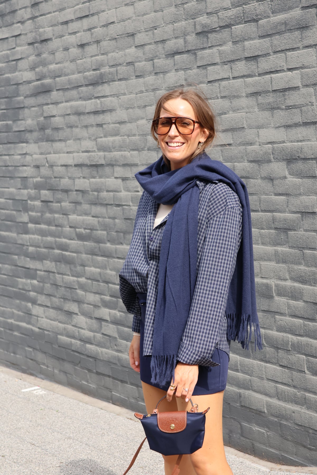 Roxanne geruit hemd marine