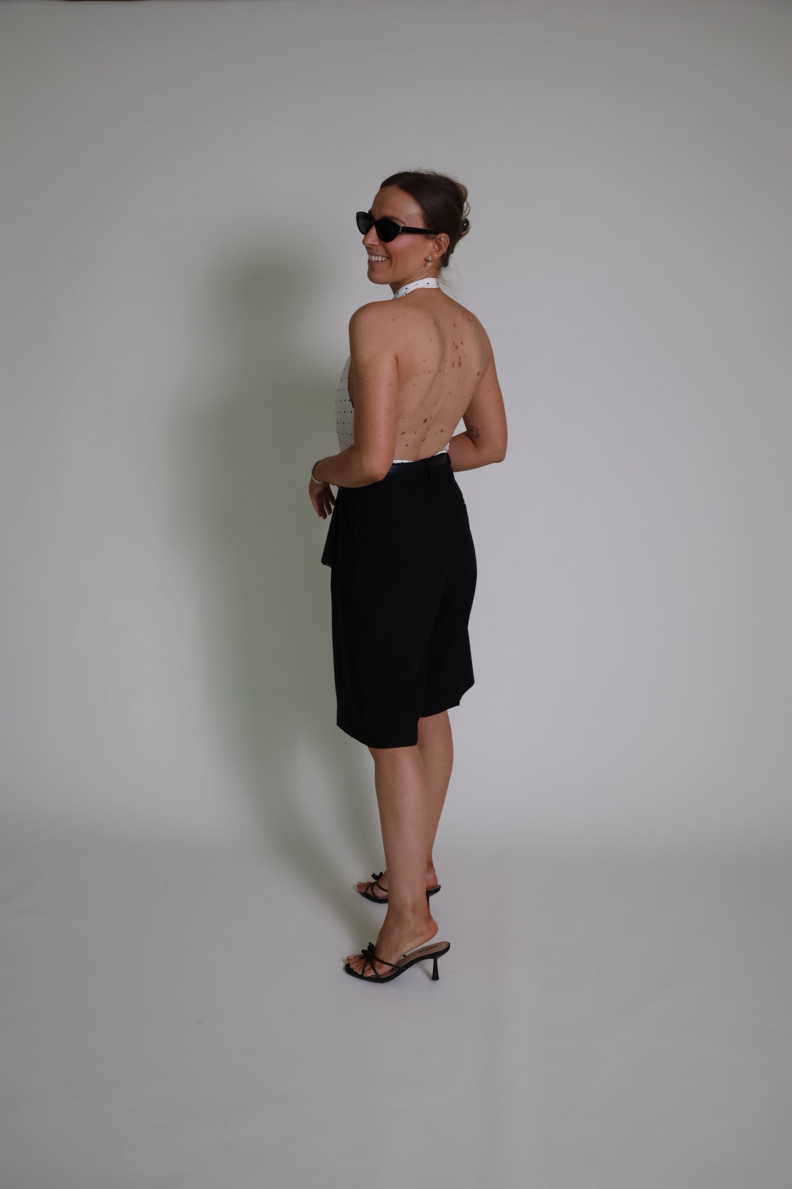 Jane polkadot haltertop ecru