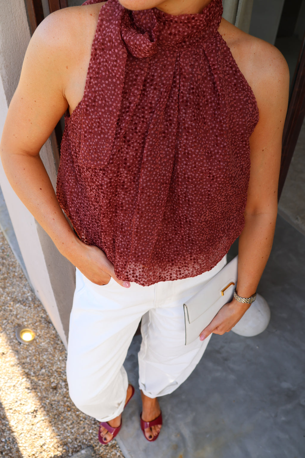 Mina terracotta haltertop