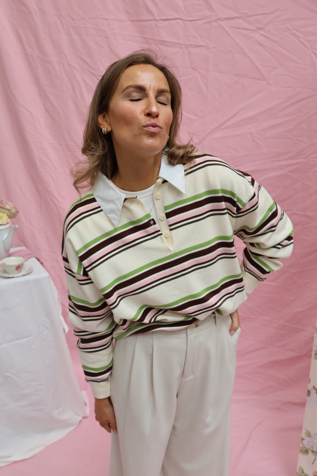 Penelope polo roze/groen