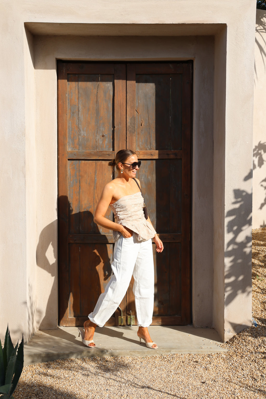 Noralie balloon jeans wit