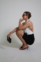 Jane polkadot haltertop ecru