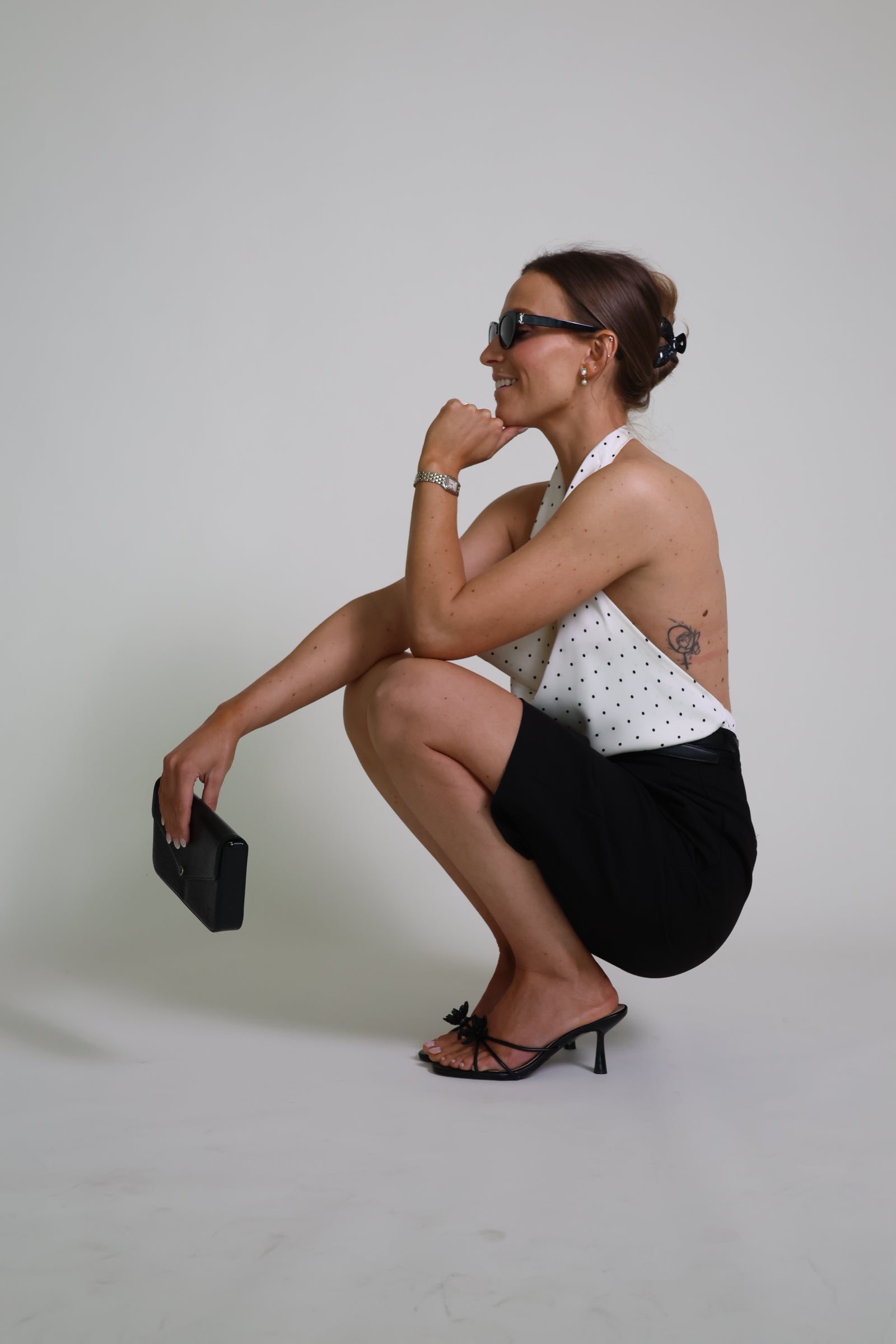 Jane polkadot haltertop ecru