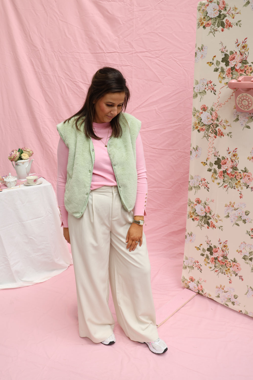 Faux fur vestje mintgroen