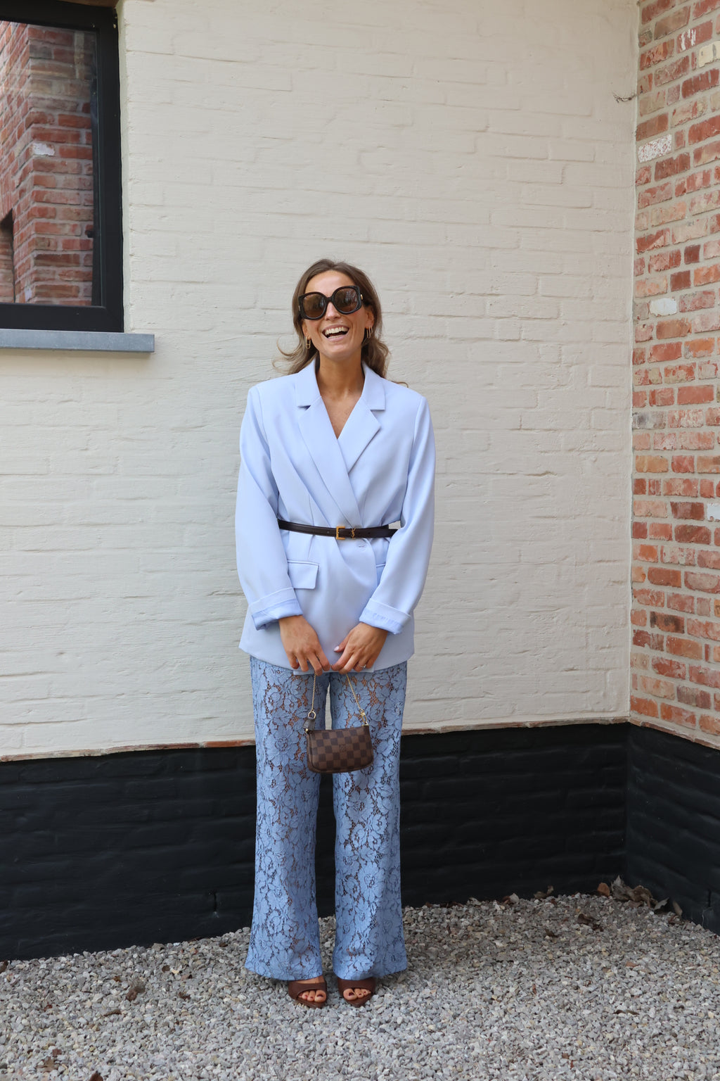 Serena lace trousers blauw