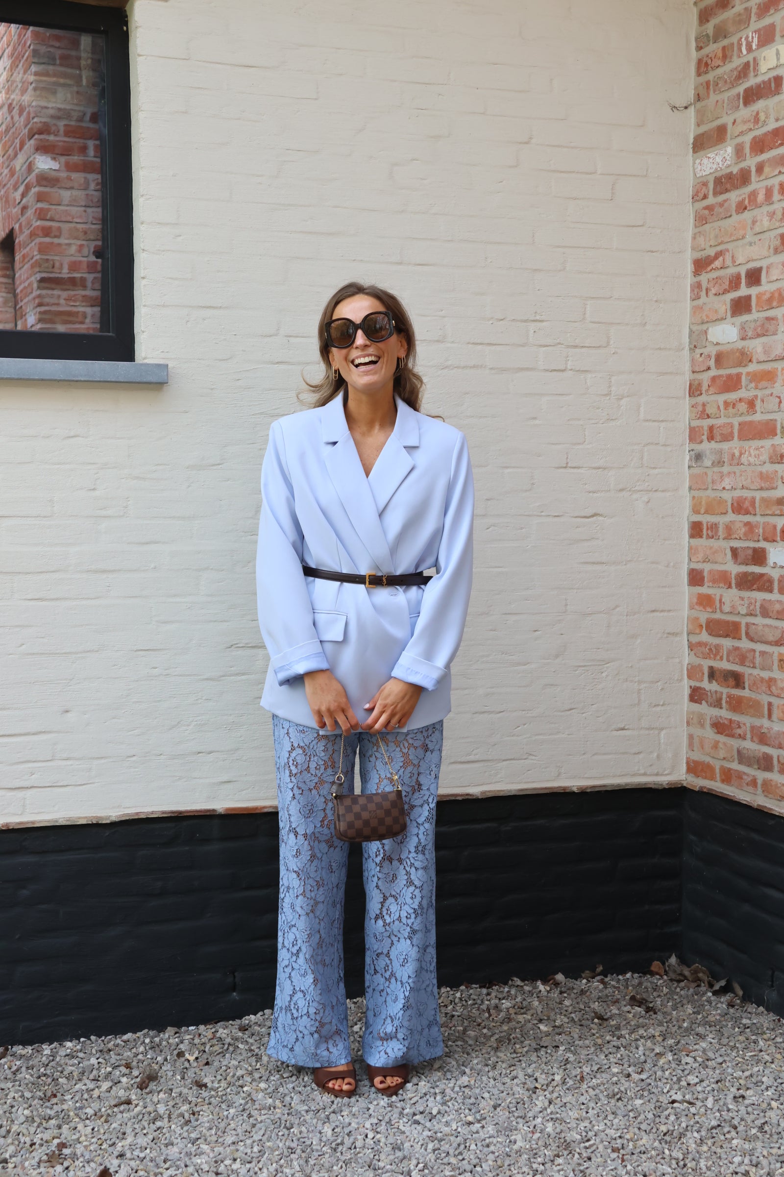 Serena lace trousers blauw