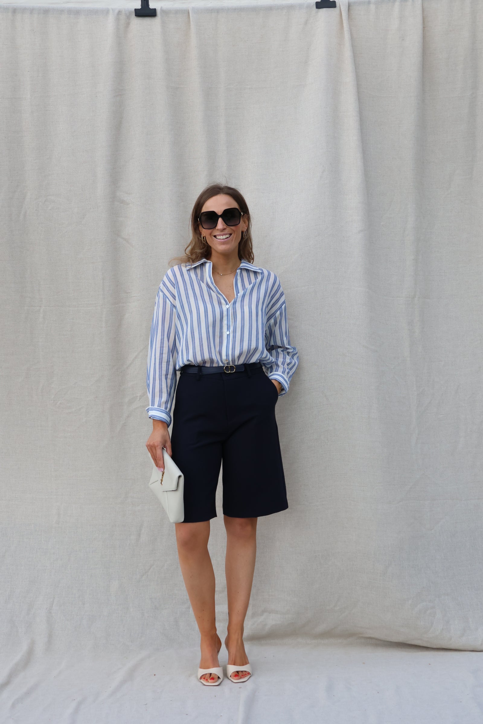 Elise halflange pantalon marine