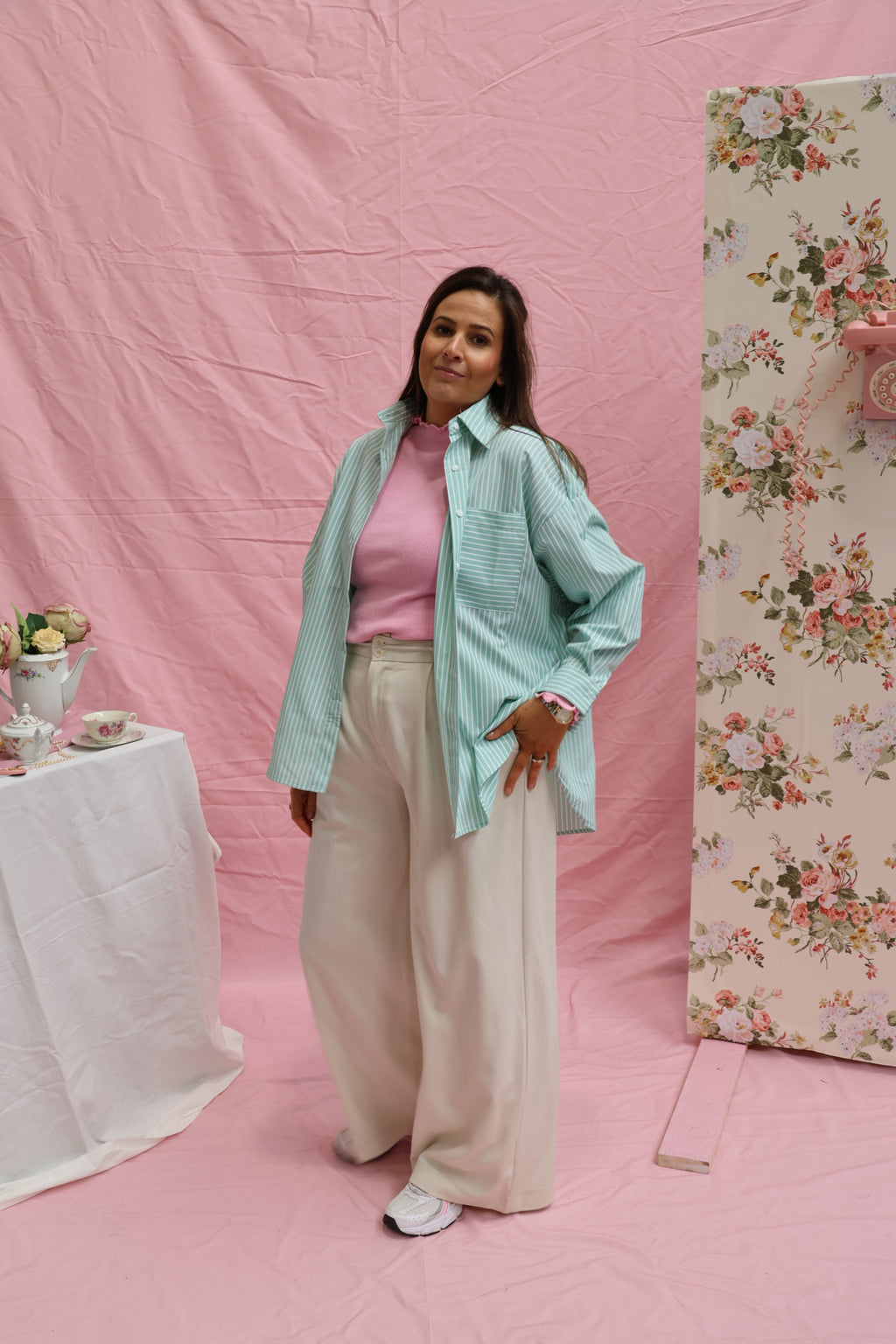 Liesel striped shirt mint green