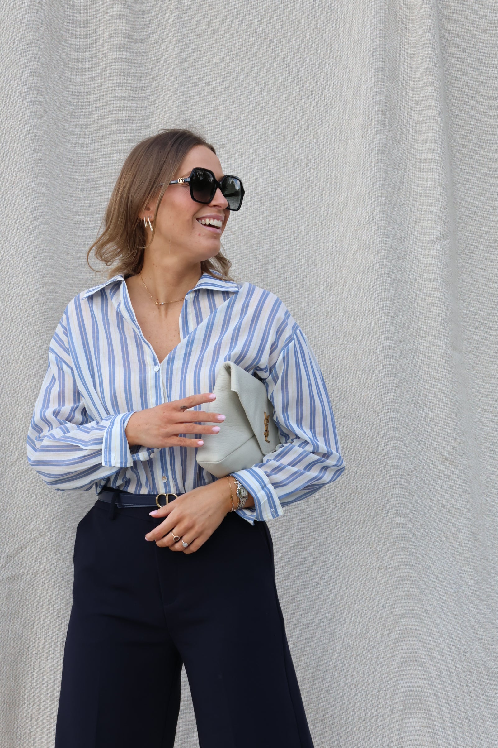 Eva gestreept hemd blauw