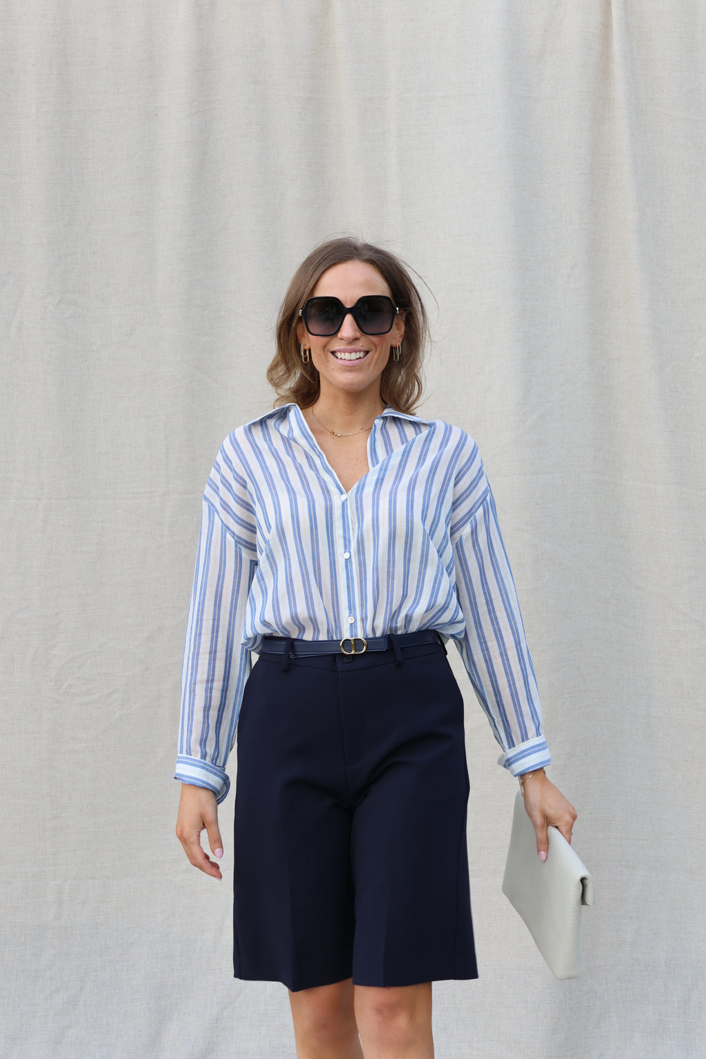 Elise halflange pantalon marine