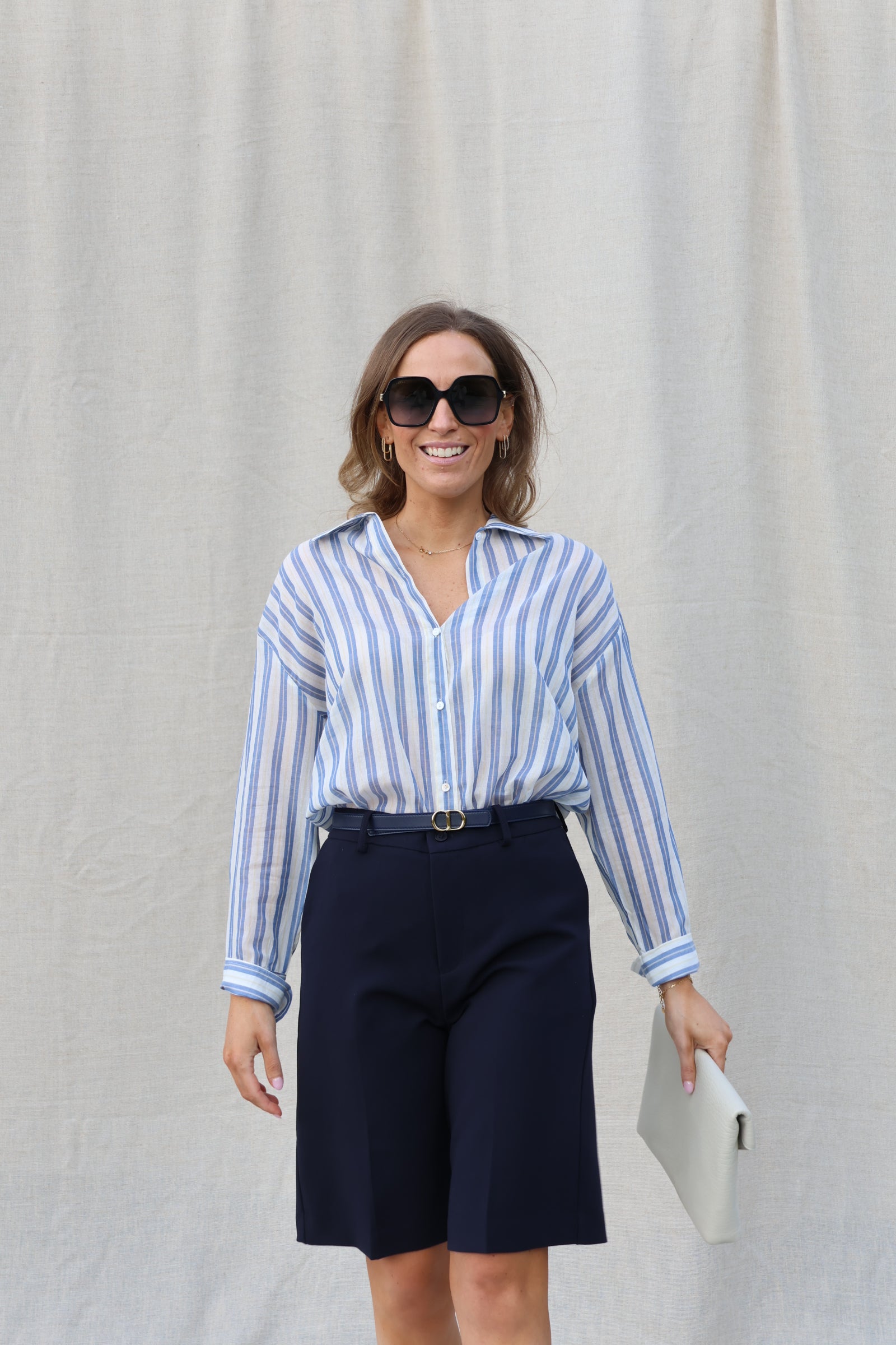 Elise halflange pantalon marine